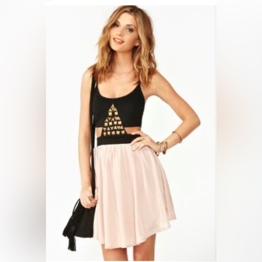 Reverse fit & flare dress with embellished bodice